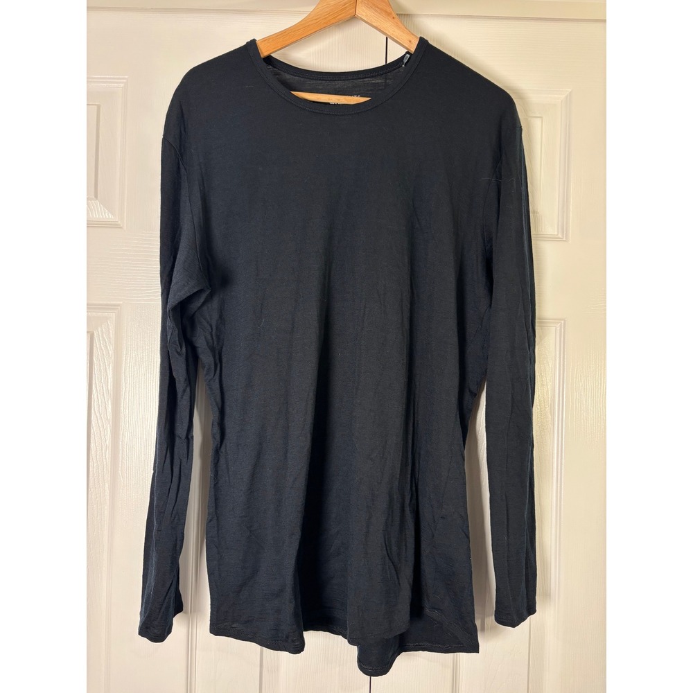 Seg'ments 100% Merino Wool Long Sleeve Crew Neck Top Black XXL Pure New Wool